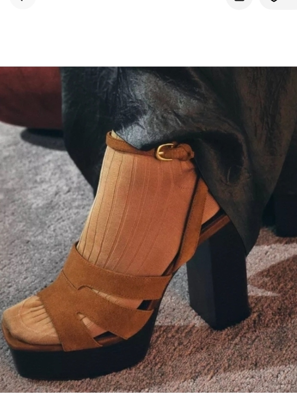 Never Worn-size 8 Zara Suede Tan Platform Sandals with Buckle